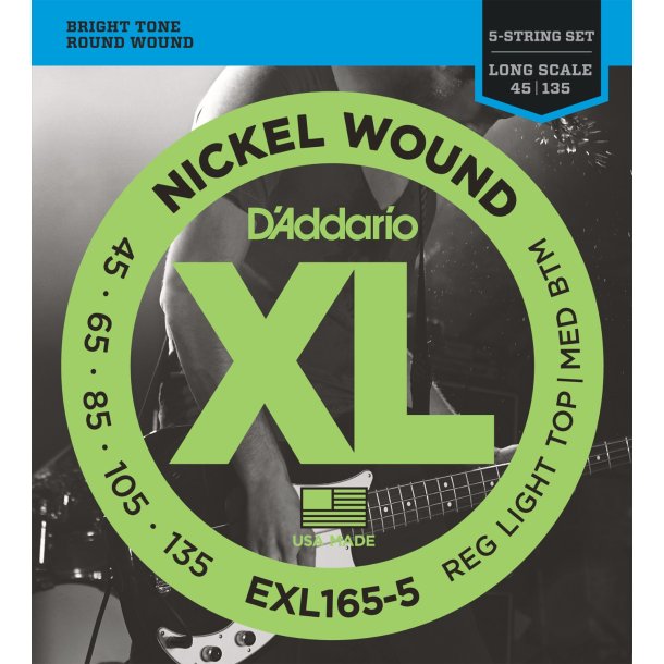 D'Addario EXL165-5, Custom Light 045 - 135 (5-strenges�t)
